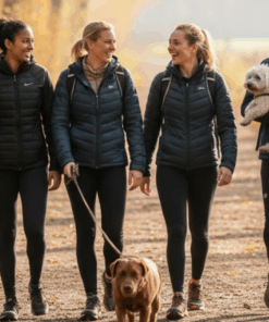 Fitwalk Son en Breugel – groep wandelaars met honden op een bospad.