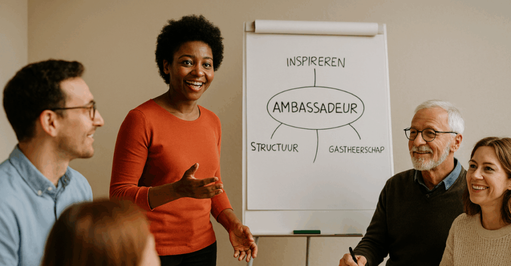 Workshop Maatje naar Ambassadeur bij Brabant Maatjes – vrijwilligers leren gastheerschap en ambassadeurschap.