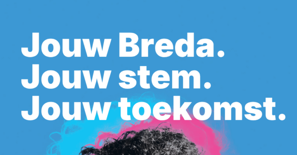 Jongerenfestival Breda poster met slogan Jouw Breda Jouw stem Jouw toekomst